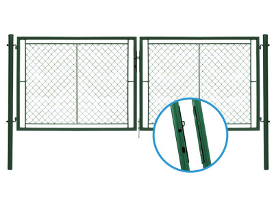 Brána IDEAL II. dvoukřídlá, 3605x1750mm, Zn+PVC, zelená PLOTY Sklad10 8595068440445 0-500 5