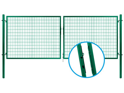 Brána SOLID dvoukřídlá, 3580x1950 mm, Zn+PVC, zelená