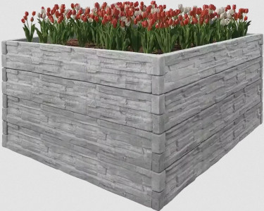 Betonový vyvýšený záhon - 2 x 2 x 1 m - štípaný kámen šedá