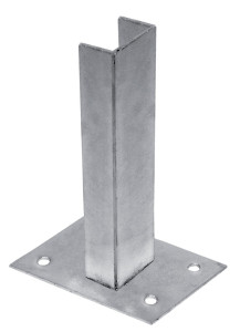 Patka Zn k montáži čtyřhranného sloupku 60x40mm na betonový základ